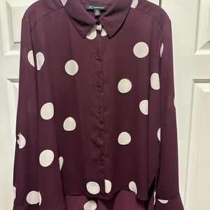 INC: Maroon Polka Dot Women's Top